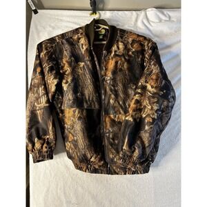 Cabela's Advantage Camo Fleece Bomber Jacket Men's Medium 4621 quilted
